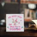 2 x Funny Easter Bunny Wooden Box Sign, "He Sees You When You're Pooping" Bathroom Decor Farmhouse Home Shelf Table Desk Decor, Wood Block Plaque Easter Decorations Gift