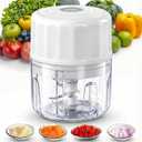 Electric Garlic Chopper, 250ML Portable Cordless Mini Food Processor, USB Rechargeable Vegetable Chopper Blender for Nuts Chili Onion Minced Meat Baby Food and Spices, BPA-Free (White)