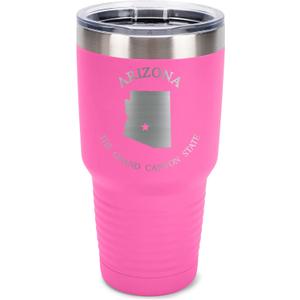 Arizona The Grand Canyon State Pink 30 ounce Stainless Steel Insulated Tumbler with Clear Lid