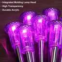 DenicMic Solar Lights Outdoor 10 Pack Waterproof Purple LED Stainless Steel Stake Outside Lights for Yard Pathway Garden Driveway Walkway Landscape Path Lighting Halloween Decorations Outdoor
