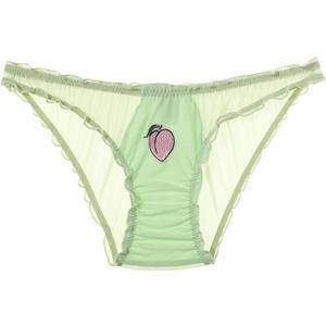 JOINFUN Women's Sexy Cartoon Underwear Funny Letter Print Panties Naughty Thong Briefs (Medium, Green Peach)