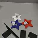 3 Pcs 4th of July Table Decorations Standing Star Block Set Patriotic LED Centerpieces Red White Blue Wooden Star Signs for Home Tabletop Tiered Tray Party Decor(Hollow Style)