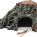 Reptile Hideouts Cave Habitat Decor, Hollow Tree Climing Ramp Basking Platform for Reptiles, Amphibians, Fish Tanks and Leopard Gecko, Snake, Lizard