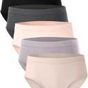 BAMBOO COOL Womens Underwear, Moisture-Wicking Briefs, Soft and Breathable Panties, Mid Waist, 5-Pack