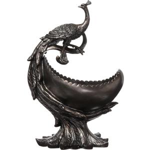 Design Toscano KY101961 Peacock's Bounty Centerpiece Sculptural Bowl, Bronze