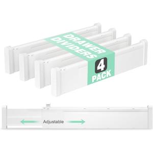 Expandable Drawer Dividers 4 Pack, 2.36" High, 12.6-22.8'' Drawer Organizers for Utensils, Clothes, Kitchen Drawer Divider, Adjustable Drawers Separators in Dresser, Bedroom, Office Storage Expandable Drawer Dividers 4 Pack, 2.36" High, 12.6-22.8'' Drawer Organizers for Utensils, Clothes, Kitchen Drawer Divider, Adjustable Drawers Separators in Dresser, Bedroom, Office Storage