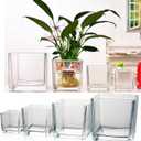 Set of 8 Square Glass Vases for Centerpieces  2.36in /3.15in/ 4in/5in Clear Short Flower Vase, Plant Terrariums, or Candle Holders for Wedding Centerpieces, Office Decor, Home Dcor, Parties