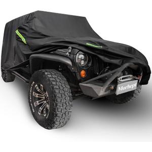 Waterproof Cover for Jeep Wrangler JK JL CJ YJ TJ 2 Door 1987-2026 Outdoor Sun Rain Wind Snow Protection Dustproof Covers with Driver Door Zipper Black