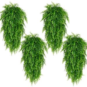 Waipfaru 8Pcs Fake Hanging Plants Artificial Ferns for OutdoorsFake Ferns UV Resistant Plastic Fake Plants for Indoor Wall Porch Wedding Party Holiday Decor