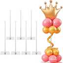 Metal Balloon Stands for Table, Adjustable Height Reusable Table Balloon Stand Kit for Tabletop Centerpiece Party Decorations (8)