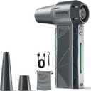 Compressed Air Duster, 300000RPM Powerful Electric Air Duster Rechargeable with LED Light and Brushless Motor, 4-Gear Cordless Mini Air Blower for Keyboard, Computers, Car, Outdoors (Silver Gray)