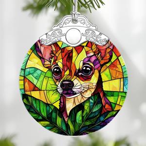 Chihuahua Stained Glass Ornament, Christmas Ornaments  Christmas Tree Decorations, Holiday Decor, Stocking Stuffer, Gift Idea, Gifts for Pet Lover, Dog Lover, and Dog Owner