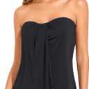 Tempt Me Bandeau Tankini Tops for Women Strapless Bathing Suit Top Halter Flyaway Swimsuit Top Only (Black, Size M)