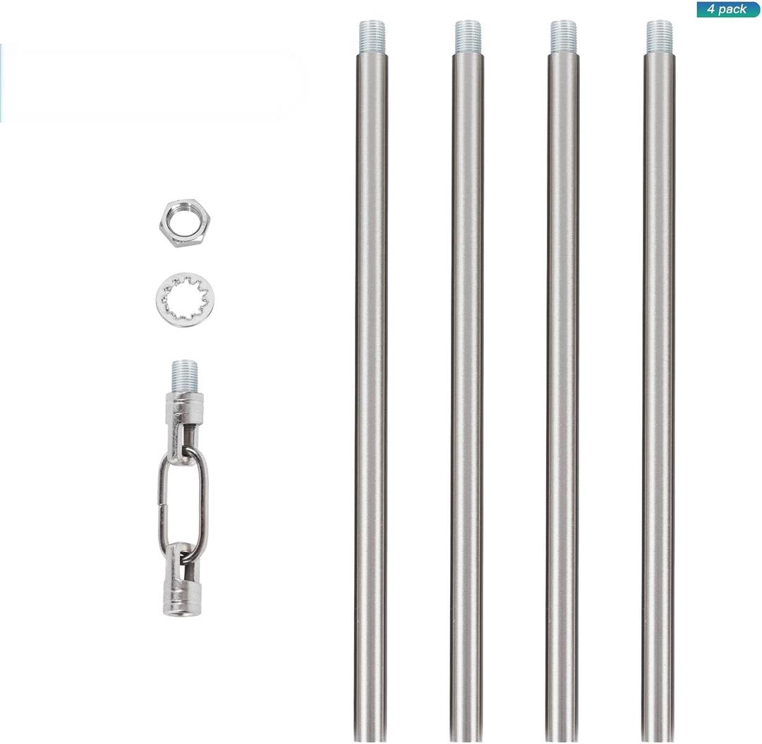 Brushed Nickel M12 Threaded Extension Rod for Pendant Light, Island Lighting, Chandeliers,lighting fixture downrods & stems,10 Inches