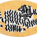 Tinideya 31 x 20 Inch Oval Tiger Bath Rug Yellow Tiger Floor Mat Soft Plush Absorbent Non Slip Bathroom Door Mat for Bathroom Shower Bedroom Living Room Animal Print Home Decoration