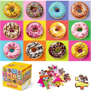 Jumbo Floor Puzzle for Kids,48 Piece Colorful Donuts Jigsaw Puzzles,Learning Educational Toys for Toddlers Ages 3-5,Children Gift for Boy Girl Ages 4-8 (Donut)
