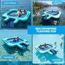 Water Hammock Inflatable Floating Dock with Ramp, Heavy Duty Lake Raft Floating Island Platform, Large Tanning Pool Lounger with Cup Holders for Party