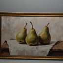 Licpach Large Framed Wall Art Vintage Rustic Pear Still Life Poster Canvas Print Farmhouse Kitchen Antique Fruit Poster Cottagecore Aesthetic Painting for Gallery Home Decor 24x36inch Golden Frame