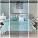 Intelligent Design Raina King / Cal King Comforter Set, Soft Microfiber Comforter Set King, Modern Geometric Metallic Bed Set, 5 Pieces College Bedding Comforter Set with 2 Shams, 2 Toss Pillows Aqua (Aqua/Silver)