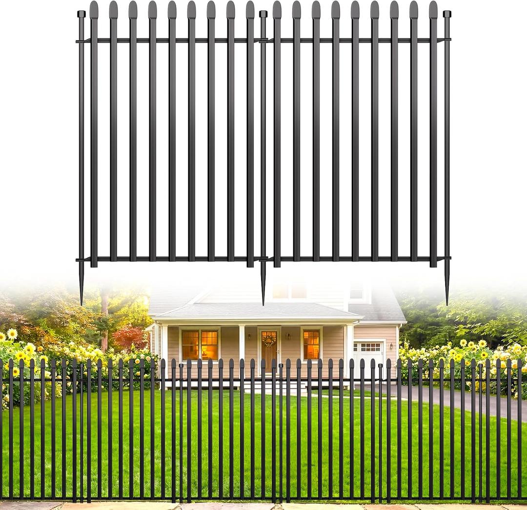 10 Panels No Dig Decorative Garden Fence, 32in(H)22ft(L) Heavy-Duty Rustproof Metal Panels, Outdoor Dog Barrier for Yard & Patio, Landscape, Border| Portable Temporary Fencing