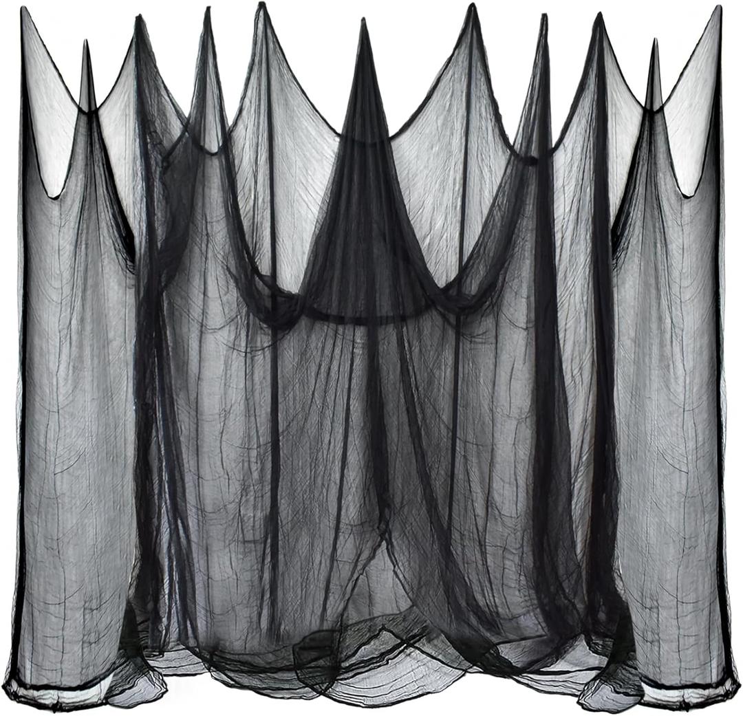 ZeeDix Halloween Black Creepy Cloth 85in x 100ft Giant Cloth Home Deco Spooky Scary Gauze for Party Supplies Haunted Houses Outdoor Yard Wall Doorways Decoration