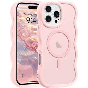 Pepmune for iPhone 16 Pro Max Case Curly Wavy Frame Translucent, Pink