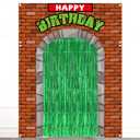 5Pcs Turtle Porch Sign Banners with Green Tinsel Foil Fringe Curtains Turtle Theme Party Decorations Door Covers Hanging Banners Turtles Party Photo Backdrop for Kids Birthday Indoor Outdoor Supplies