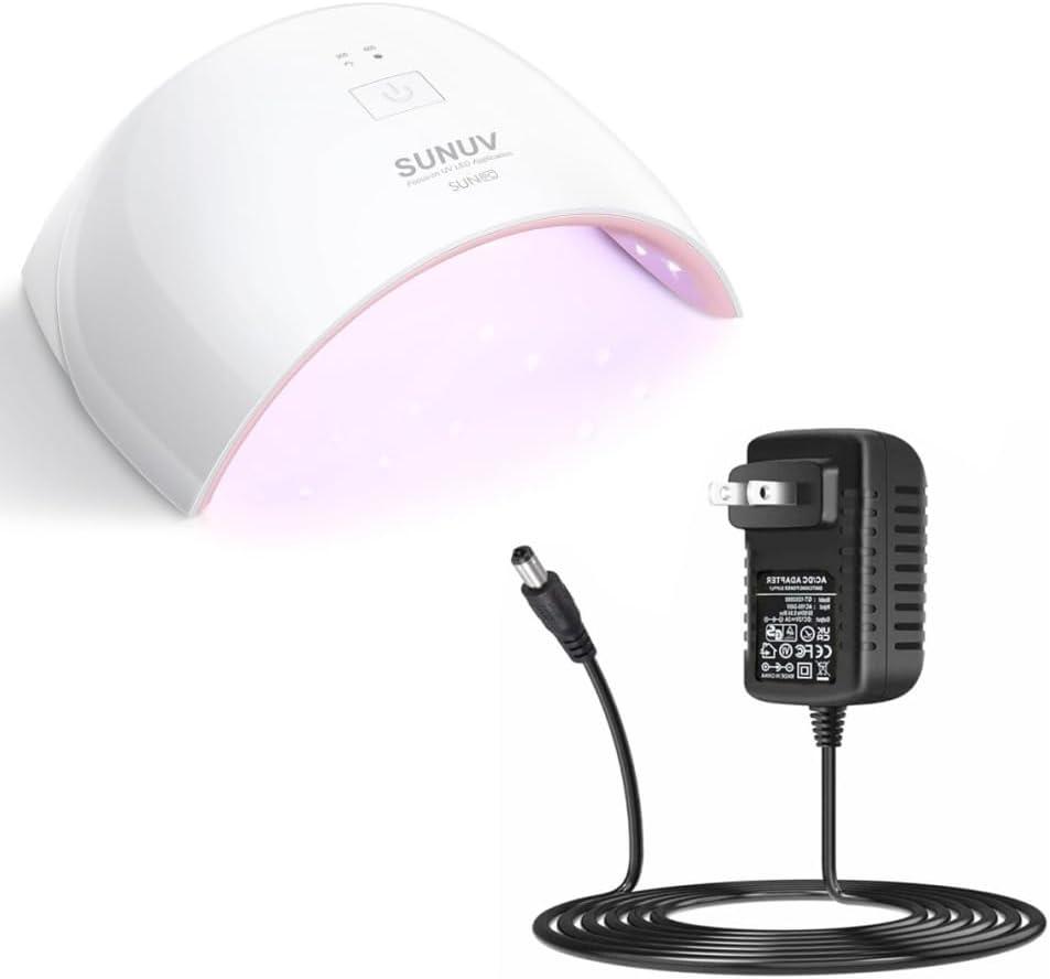 Replacment Power Supply Adapter for LED Nail Lamp AC DC Power SUN2C 48W Light Power Charger Compatible for SUNUV Nail Dryer LED Nail Lamp, SUN4,SUN3, Black, LX120200