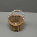 Wicker Rattan Flower Girl Basket,Pearl Handle Flower Basket,Flower Girl Basket for Wedding and Home Decorations.