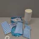 Seashell Birthday Decorations, Blue Coastal Beach Party Decorations All-in-One Set Serves 25, 233PCS Ocean Theme Supplies with Banner Backdrop Tableware Tablecloth Balloons Cake & Cupcake Toppers