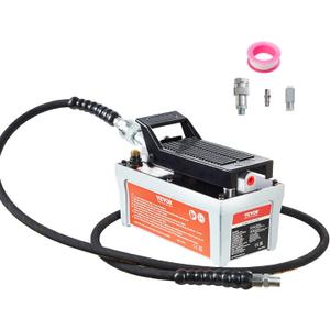 VEVOR Air Hydraulic Pump, 10,000 PSI 1/2 Gal Reservoir, NPT 3/8" Oil Outlet, NPT 1/4" Inlet, 6.6 ft Pipe, Foot Actuated Hydraulic Pump Air Treadle for Auto Body Frame Machines and Pulling Post, Grey