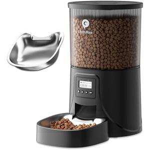 PETULTRA Automatic Cat Feeder: 4L Timed Cats Food Dispenser Programmable 1-6 Meal for Cat and Small Medium Dog- Auto Pet Feeder Easy to Set Up Dual Power Supply with Desiccant Bag| Detachable Washable