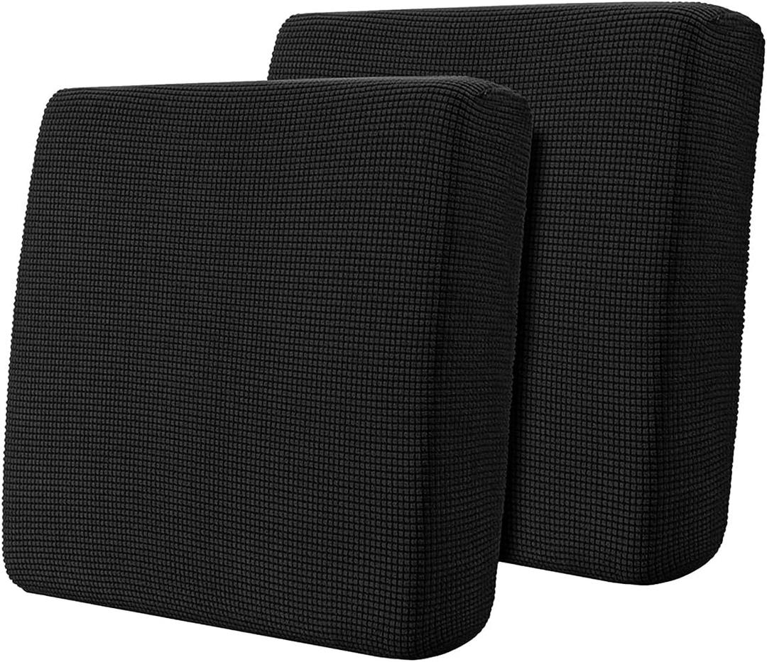 Hokway Stretch Couch Cushion Covers, 2 Piece Individual Sofa Cushion SlipcoversJacquard Sofa Seat Slipcover Set, Non-Slip Protector for Cushion (Black,Small-2PC)