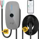 Level 2 EV Charger 48 Amp - J1772 Charger with APP Control, Round Screen Display, Hardwired Installation, WiFi Enabled, 25ft Cable, Indoor/Outdoor, 240V Electric Vehicle Charging Station Grey