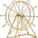 Cabilock Ferris Wheel Ornament Metal Desktop Sculpture Gold Home Decor for Living Room Office Bookshelf Entryway Decoration 9.06X8.66X3.54 Inches