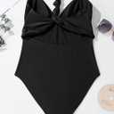 Herseas Women's Twist Cut Out One Piece Swimsuit V Neck Knotted Tummy Control Bathing Suit (Black, XXL)