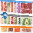 Lerine 18 Pack Dishwasher Safe Reusable Bags, Leakproof Reusable Freezer Bags, BPA Free Food Storage Bags for Lunch Marinate Food Travel - 7 Gallon 7 Sandwich 4 Snack (Multicolor)
