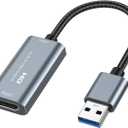 Video Capture Card, 4K HDMI to USB 3.0 Capture Card for Streaming Audio Video Recording with 1080P 60FPS Output, Compatible with PS5/4, Switch, Camera PC, Windows Mac OS System OBS Zoom