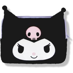 Sonix x Sanrio Plush Tech Sleeve | 14 inch Fuzzy Laptop Computer and iPad Tablet Carrying Case Cover, Protective Travel Bag | Black 13" - 14" | Kuromi