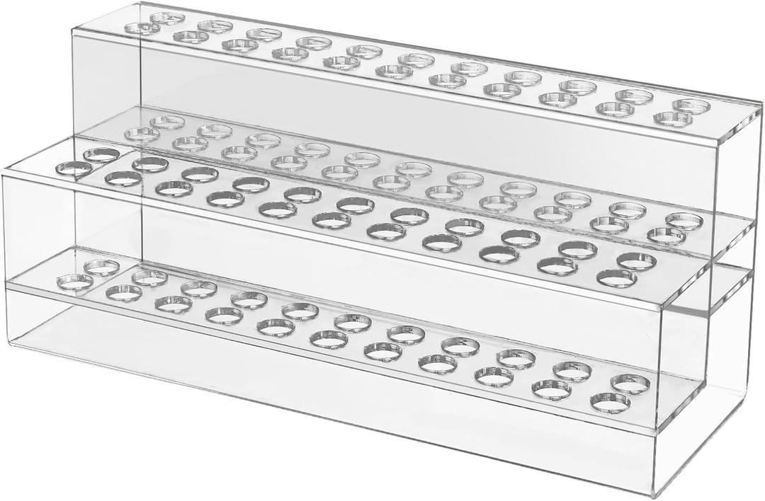 Acrylic Pen Holder, 44-Slots Pen Stand Clear Pen Holder Pen Display Stand Eyebrow Pen Stand Art Brush Rack Makeup Brush Rack Organizer for Home Office Desk School Supplies (24x10cm)