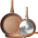Nonstick Frying Pan Set, Set of 3 Non Stick Frying Pans, Gold Granite Induction Cookware, 8inch&9.5inch&11inch Skillet Omelette Egg Frying Pan Set, kitchen Cooking Pan Set, PFOA&PFAS Free (Gold-8Inch+9.5Inch+11Inch)