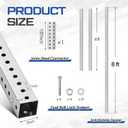 8 ft H x 2 in W Square Sign Post with 7/16" Dia Mounting Holes Galvanized Steel Metal Poles Outside Rust Resistant Industrial Perforated Tube for Street, Parking, Construction (Silver)