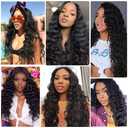 Color #1B Bundle Deep Wave Human Hair Bundles 20 22 24 Inch Peruvian Unprocessed Virgin Hair Natural Black Deep Curly Bundles 150g/3Pcs, 20 22 24 Inch, Black-1B D