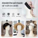 Wig Head Stand Mannequin Head Hat Display Stand Velvet Wig Holder for Mask, Headdress, Necklace (White)
