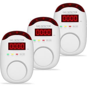 3 Packs Natural Gas Detector - Gas Leak Detector for Home, RV, Gas Detectors for Home Natural Gas, Combustible Gas Detector for LNG, LPG, Propane, Methane