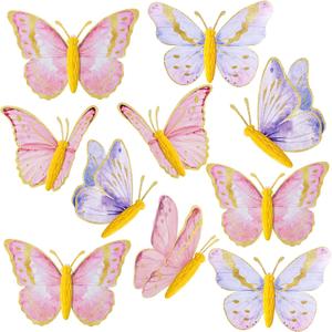 SUNBEAUTY 10 Pcs Butterfly Party DecortionsLarge Paper Honeycomb Hanging Decor12.68.5in Pink and Purple Paper Butterfly Decoration for Wedding Birthday Baby Shower Party Supplies