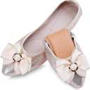 Womens Foldable Ballet Flats Bling Rhinestone Pointed Toe Comfort Slip On Walk Work Loafers Bridal Dress Shoes (10, 2-gold)