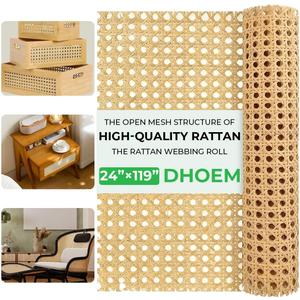 24 x 119 Inch Cane Webbing, Natural Rattan Cane Webbing Roll Open Mesh Woven Cane Material,DIY Furniture, Cabinet Repairs, Ceiling, Bed & Replacement Kits