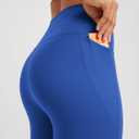 ODODOS Tummy Control 7/8 Compression Leggings for Women 25" High Waist Workout Yoga Pants with High-Positioned Pockets, Royal Blue, Large (Blue, L)