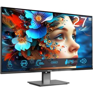 Touchscreen Monitor 27" 2K 100Hz Gaming Monitor, QHD 2560x1440 IPS PC Monitors, 10-Point Touch Screen Computer Monitors, with USB C HDMI DP Ports, Built-in Speakers
